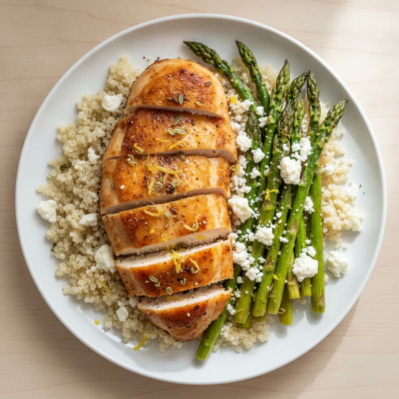 Air-Fried Lemon Herb Chicken with Asparagus
