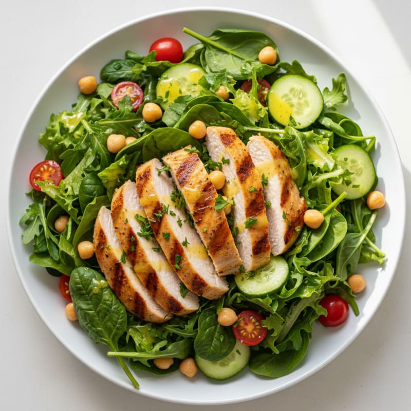 Grilled Turkey Breast Salad with Chickpeas and Lemon Vinaigrette