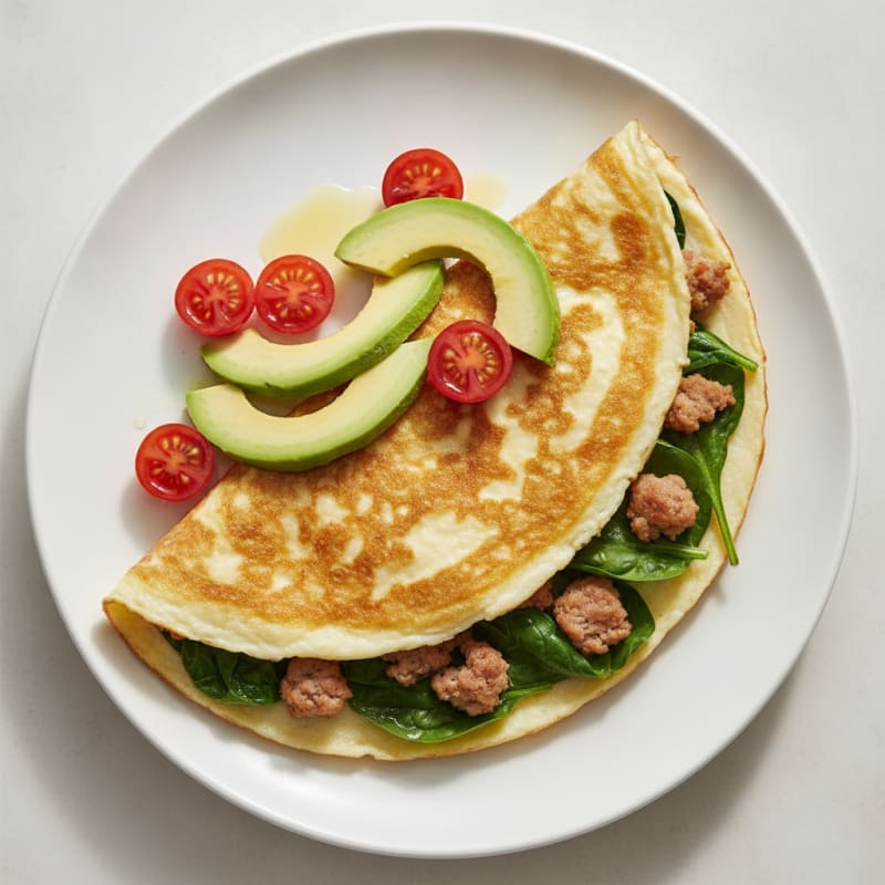Egg White Spinach Omelet with Turkey Sausage