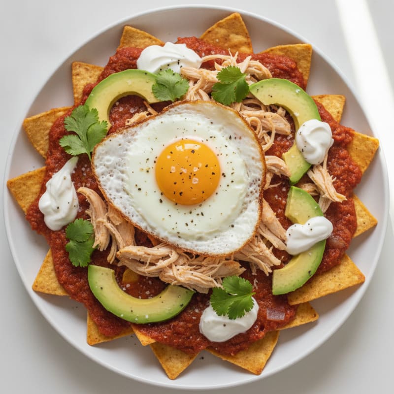 Chicken Chilaquiles with Salsa Roja