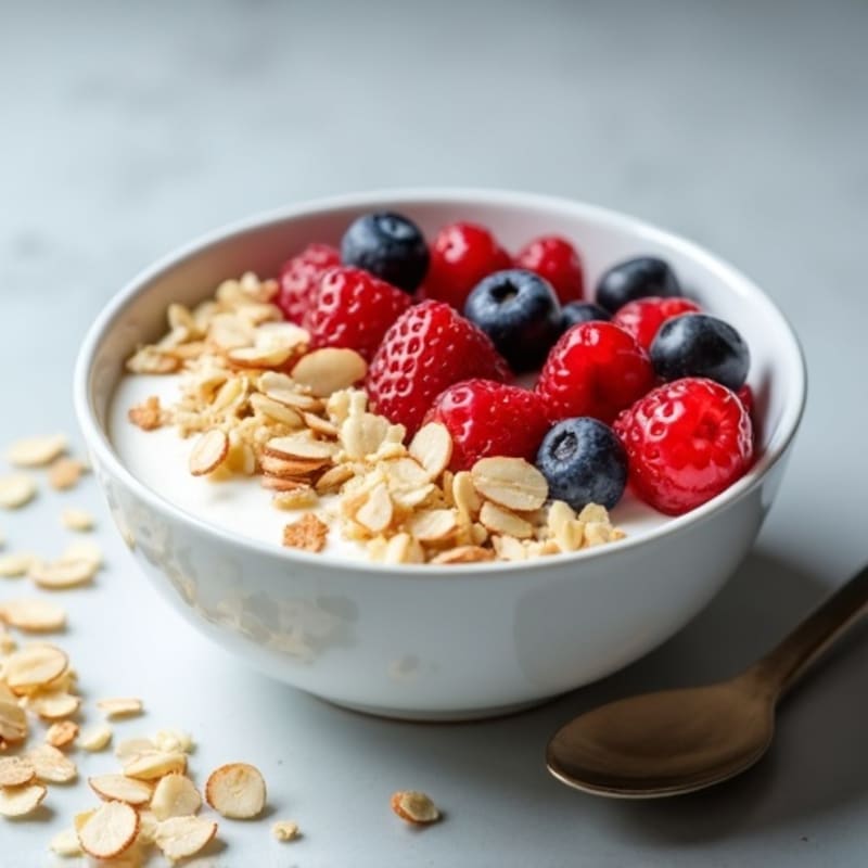 Protein-Packed Creamy Yogurt Bowl with Fresh Berries and Crunchy Topping