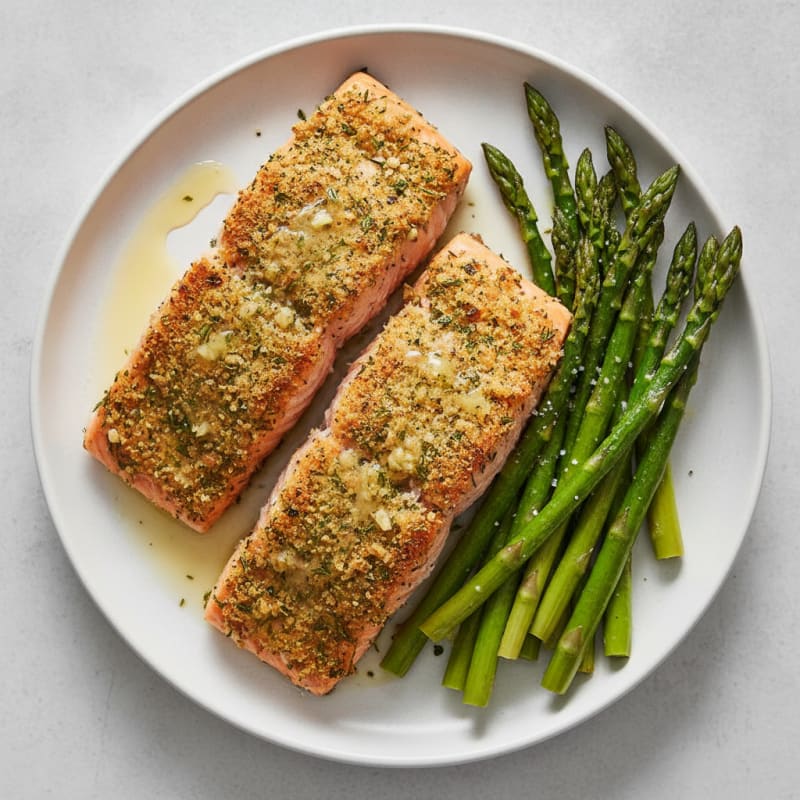 Herb-Crusted Salmon with Roasted Asparagus