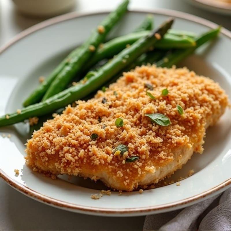 Crispy Oven-Baked Buttermilk Chicken with Roasted Green Beans