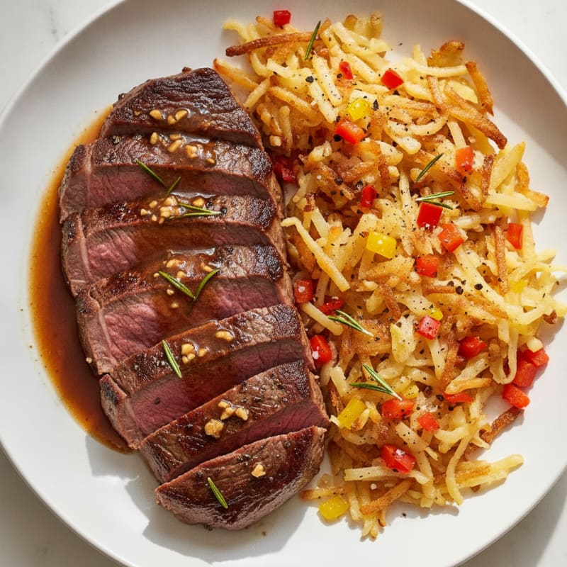 Pan-Seared Steak with Savory Hash Browns