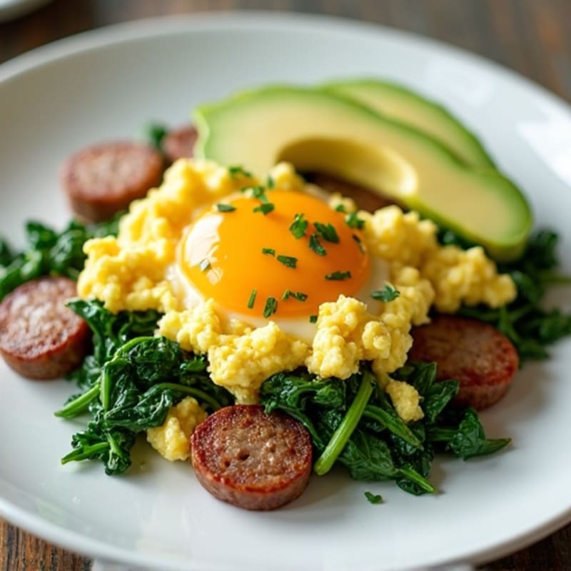 Egg White and Turkey Sausage Scramble with Spinach