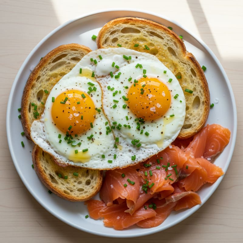 Golden Pan-Fried Eggs with Crispy Sourdough Toast