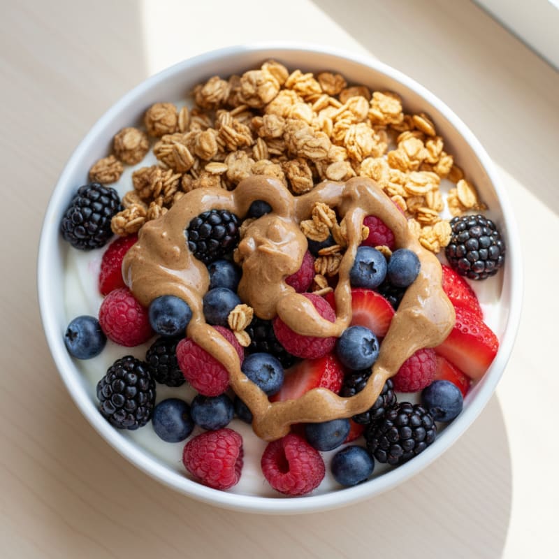 Creamy Greek Yogurt Parfait with Mixed Berries and Almond Butter