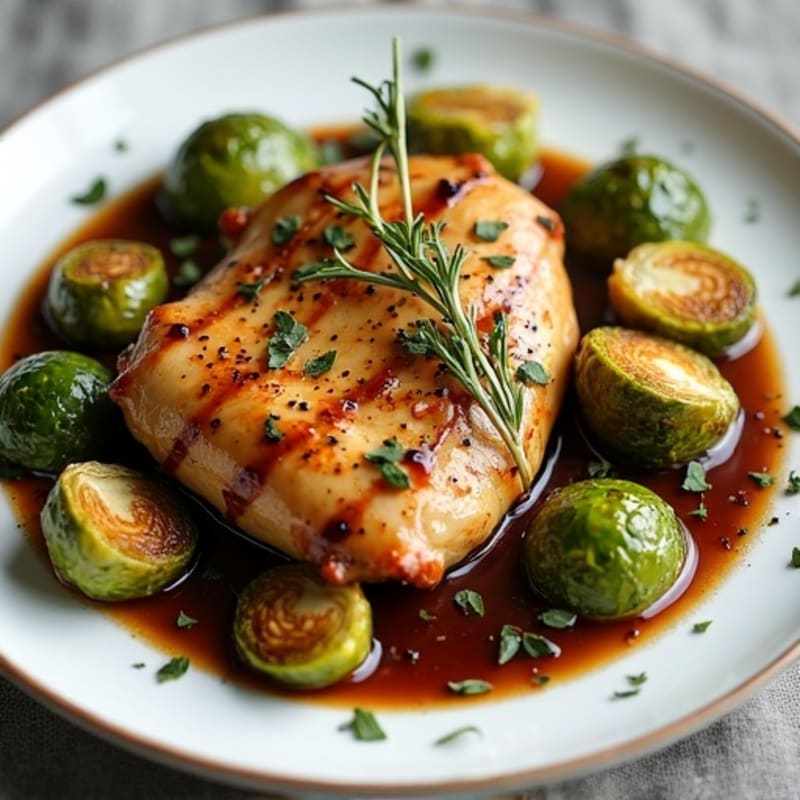 Herb-Roasted Chicken with Crispy Balsamic Brussels Sprouts
