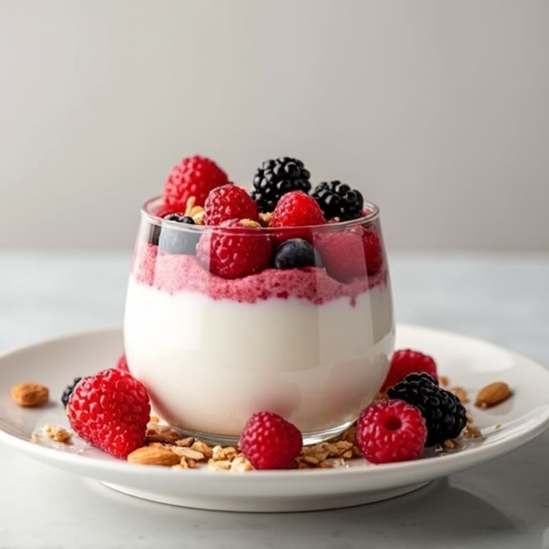 Greek Yogurt Protein Parfait with Mixed Berries and Almonds