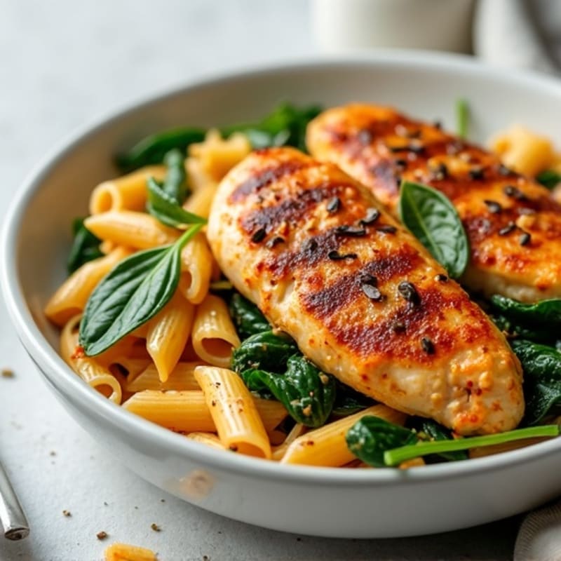 Smoky Spicy Pan-Seared Chicken with Creamy Pasta