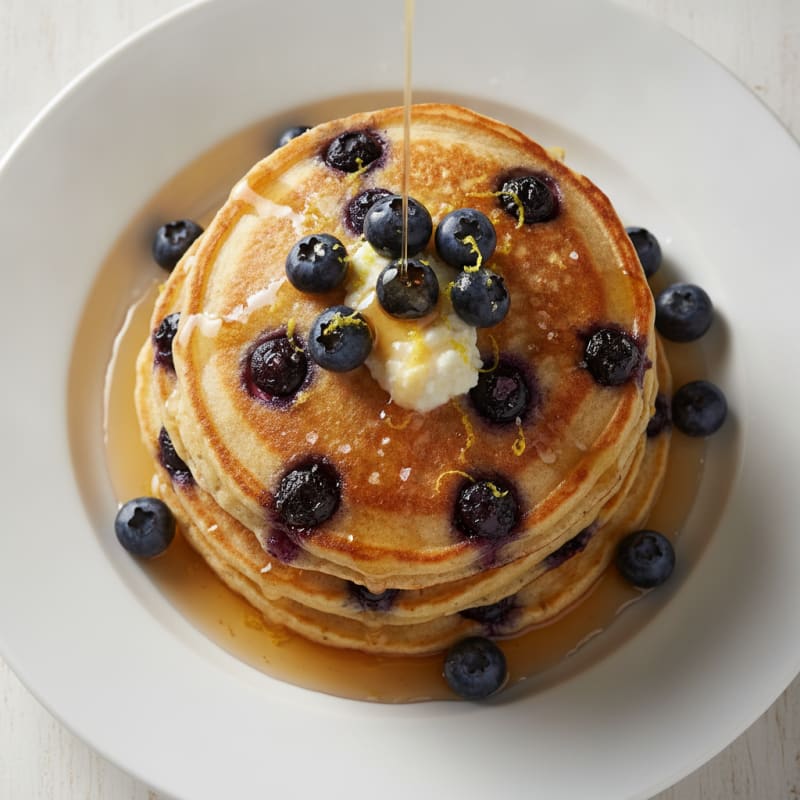Blueberry Ricotta Pancakes with Lemon Zest