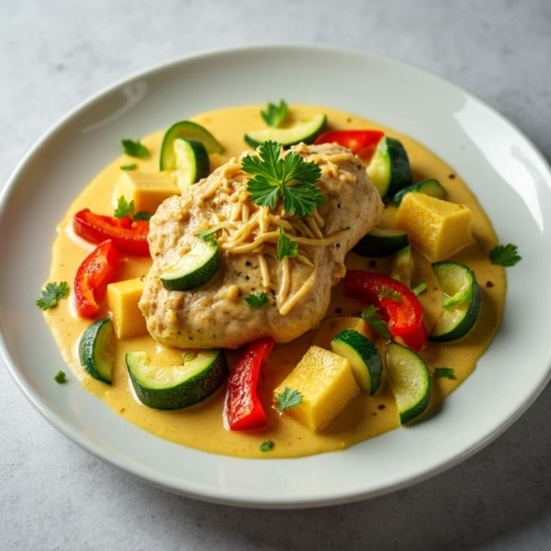 Creamy Coconut Chicken Green Curry with Crisp Vegetables