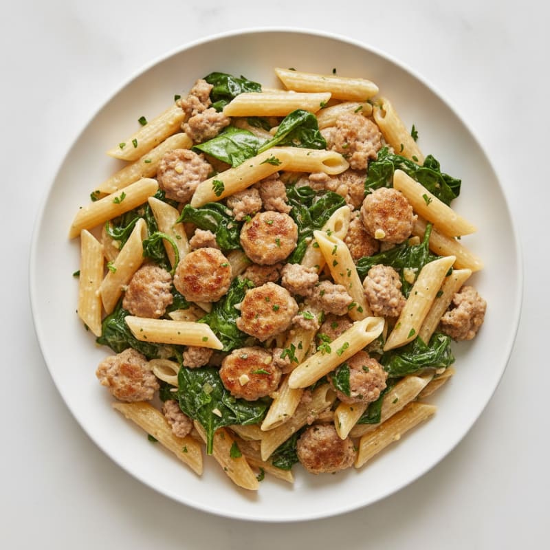 Creamy Sausage Penne with Spinach