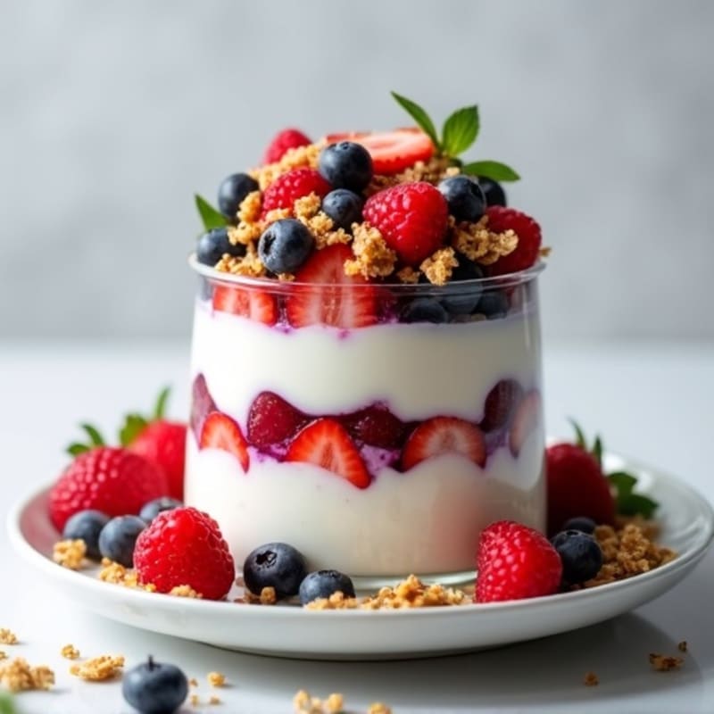 Greek Yogurt Parfait with Mixed Berries and Protein Granola