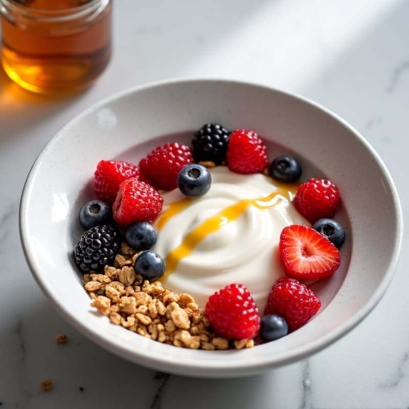 Silky Greek Yogurt Bowl with Mixed Berries and Protein Granola