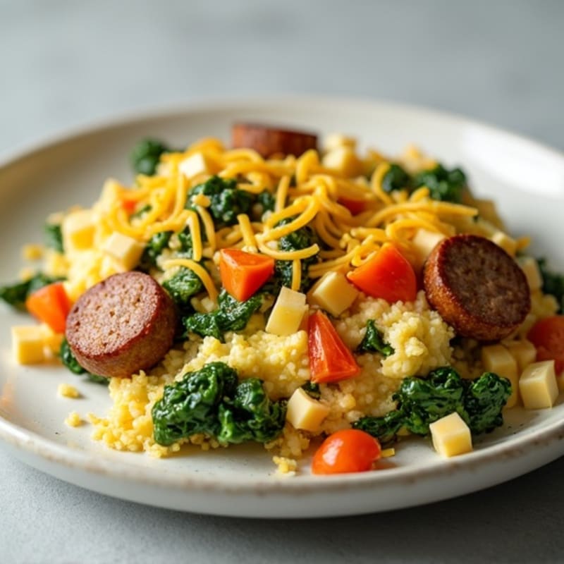 Egg White Veggie Scramble with Low-Fat Turkey Sausage