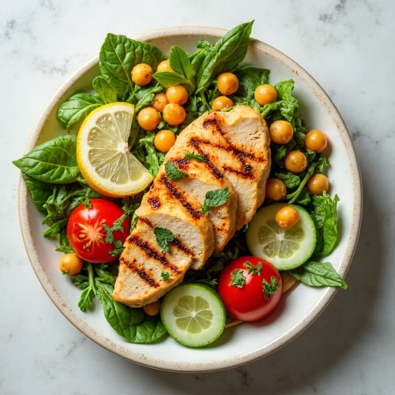 Fresh Herb-Citrus Chickpea Salad with Grilled Chicken