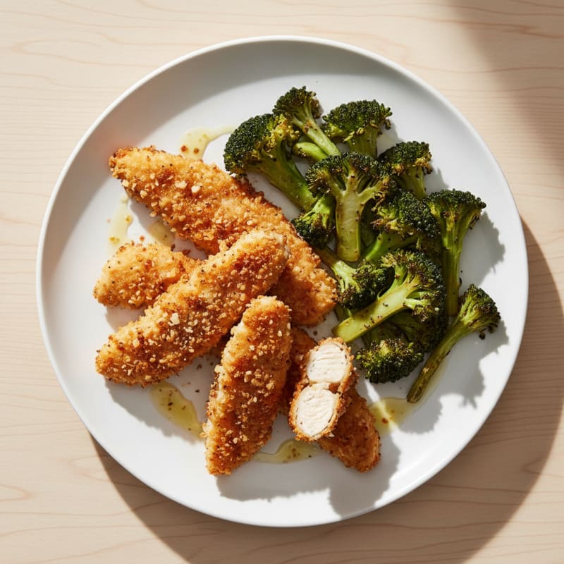 Oven-Baked Chicken Tenders with Roasted Broccoli