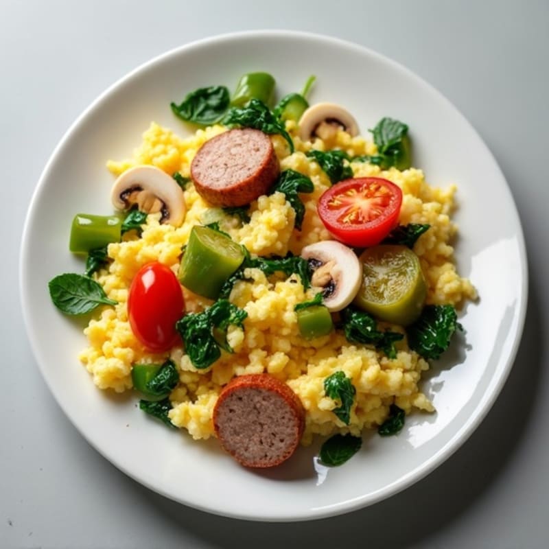 Egg White Scramble with Spinach and Turkey Sausage