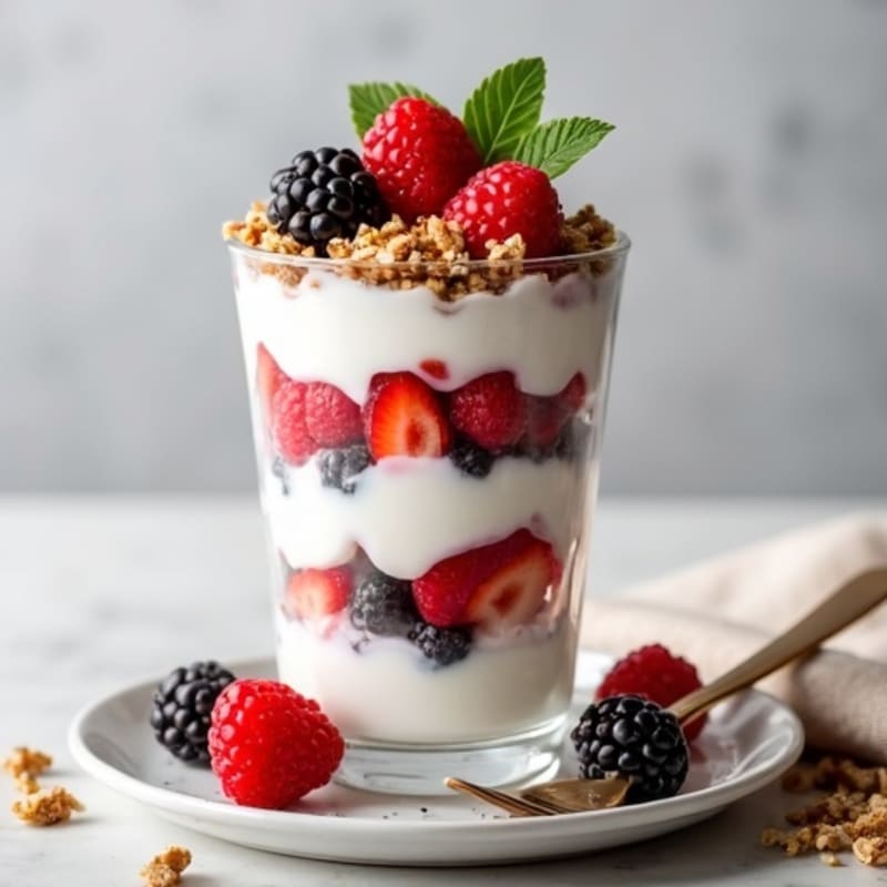 Creamy Greek Yogurt Parfait with Mixed Berries and Chia Seeds