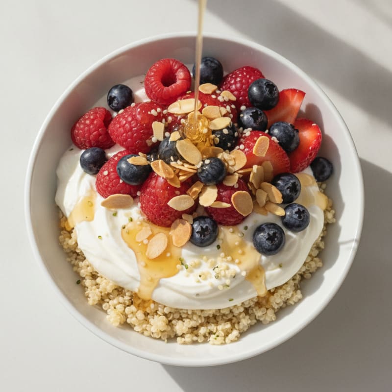 Creamy Greek Yogurt Parfait with Quinoa and Mixed Berries