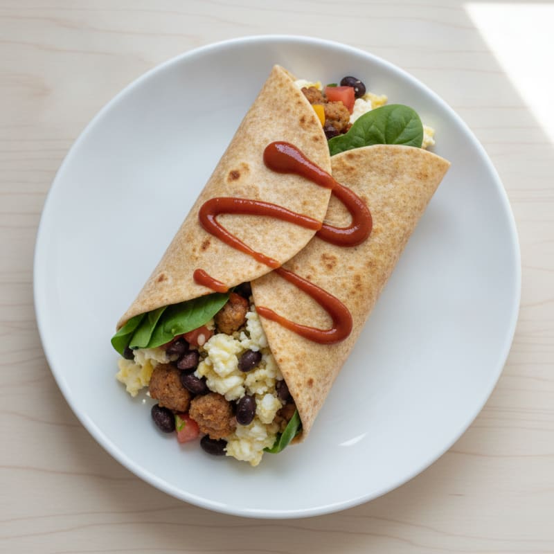 Egg White Breakfast Burrito with Turkey Sausage and Black Beans