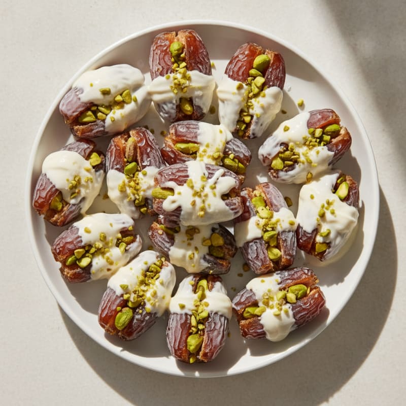 Frozen Yogurt-Dipped Dates with Pistachios