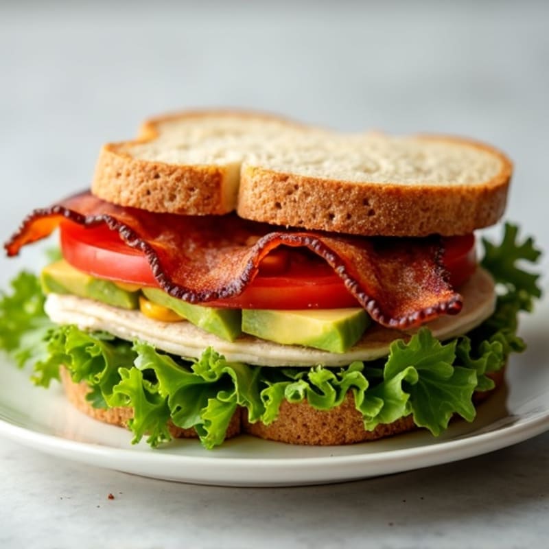 Crispy Turkey Bacon and Avocado Sandwich with Fresh Greens