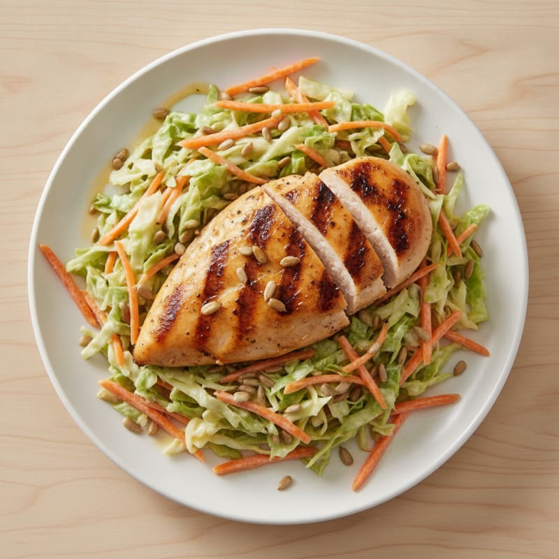 Grilled Chicken Breast with Crunchy Cabbage Slaw