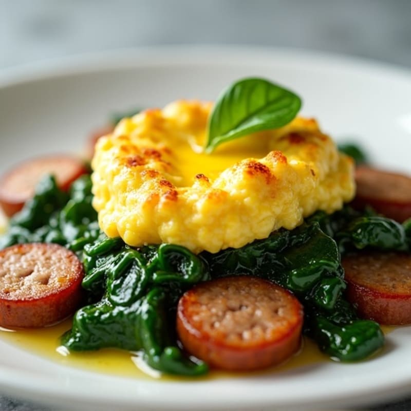 Scrambled Egg Whites with Sautéed Spinach and Turkey Sausage