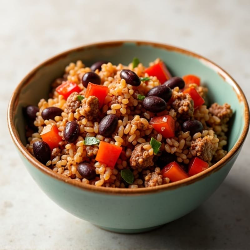 Spicy Ground Beef and Black Bean Rice Bowl