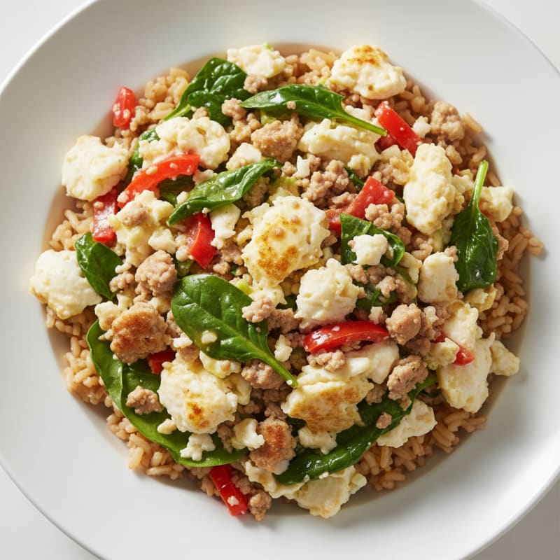 Egg White and Turkey Scramble with Brown Rice