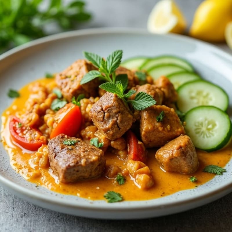 Fragrant Spiced Lamb Curry with Crisp Cucumber Mint Salad