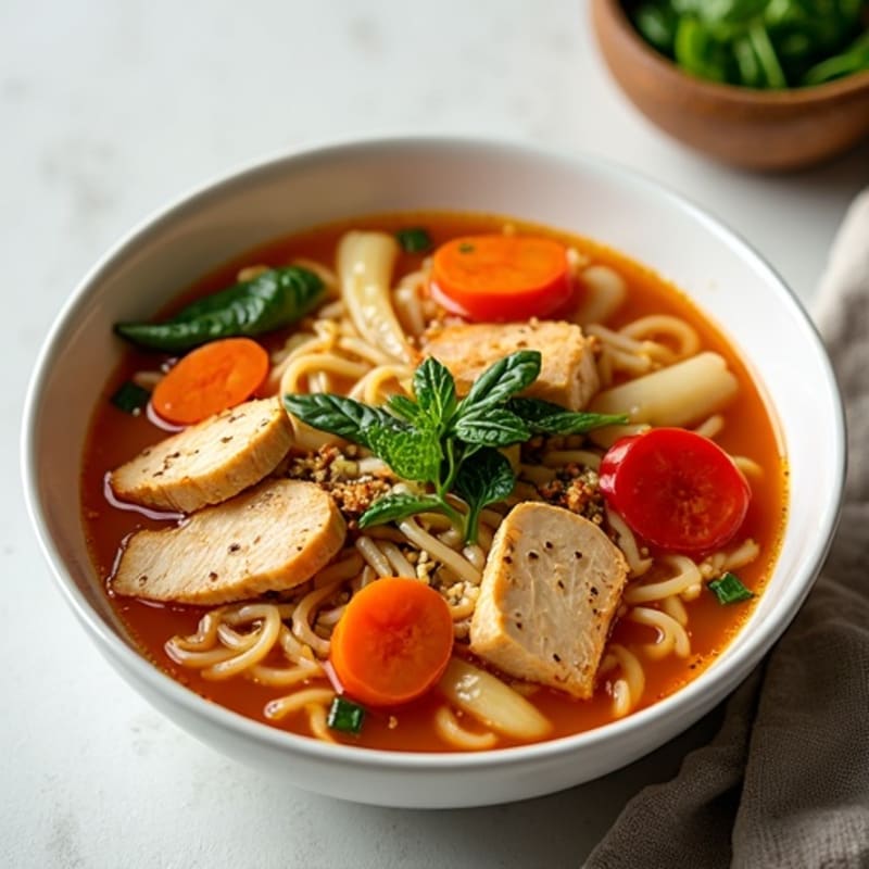 Spicy Sriracha Chicken and Vegetable Noodle Soup