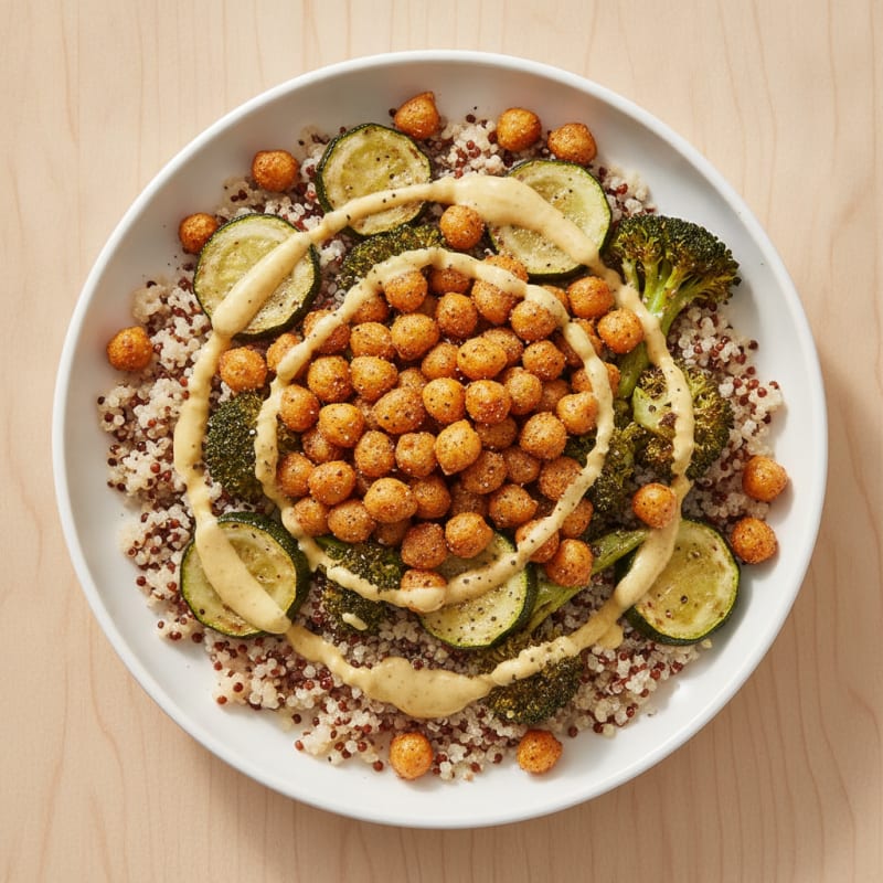 Roasted Vegetable and Chickpea Grain Bowl
