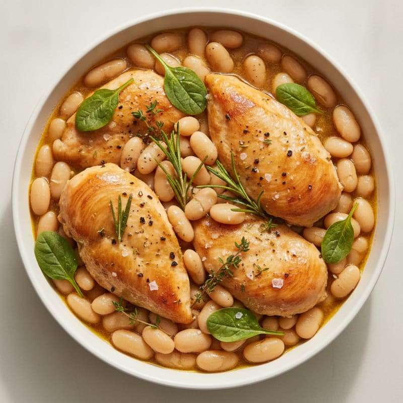 Slow-Cooked Chicken and Legumes au Confit