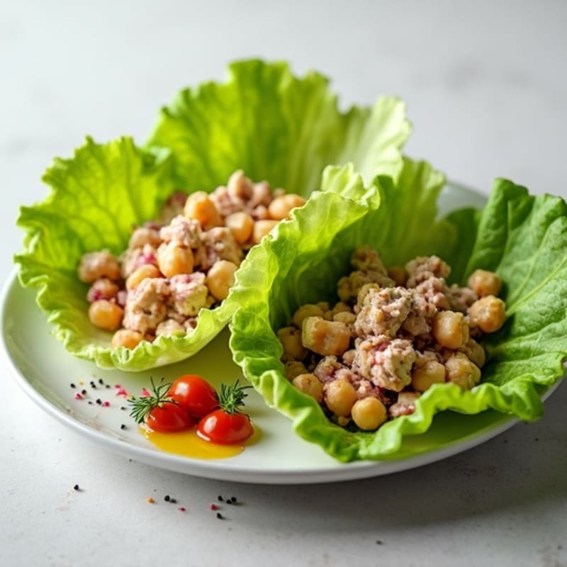 Tuna Salad Lettuce Wraps with Chickpeas
