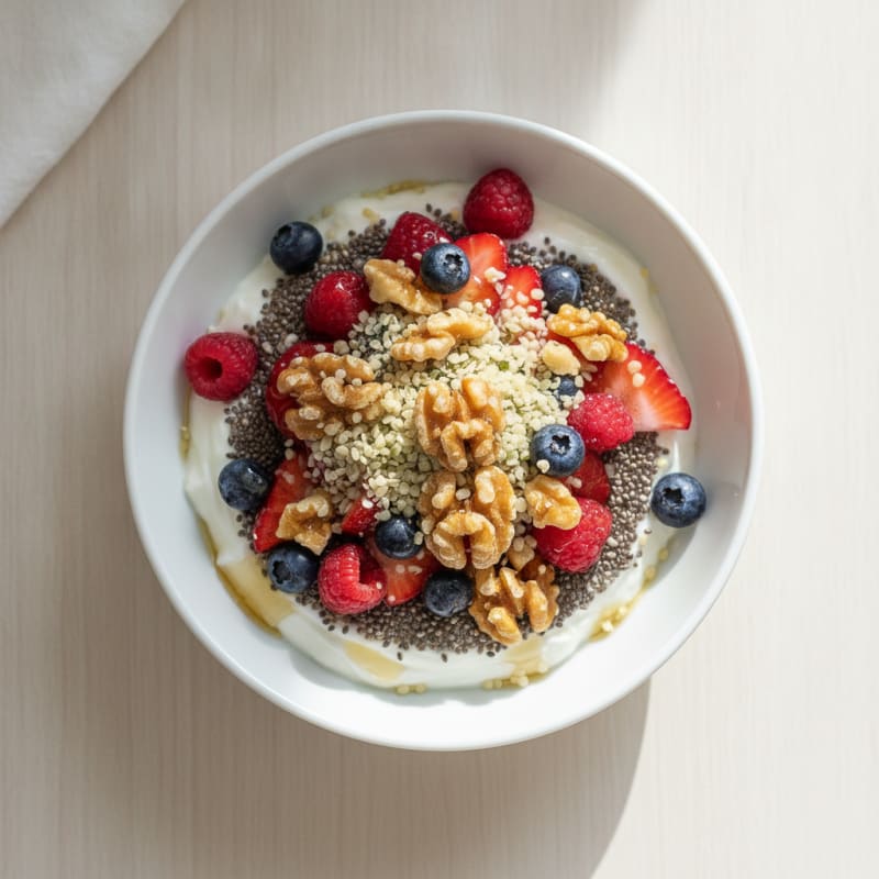 Creamy Greek Yogurt Parfait with Chia Seeds and Mixed Berries