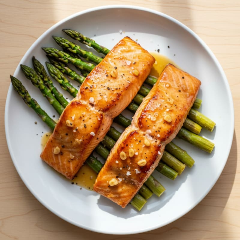 Golden Teriyaki-Glazed Salmon with Roasted Asparagus