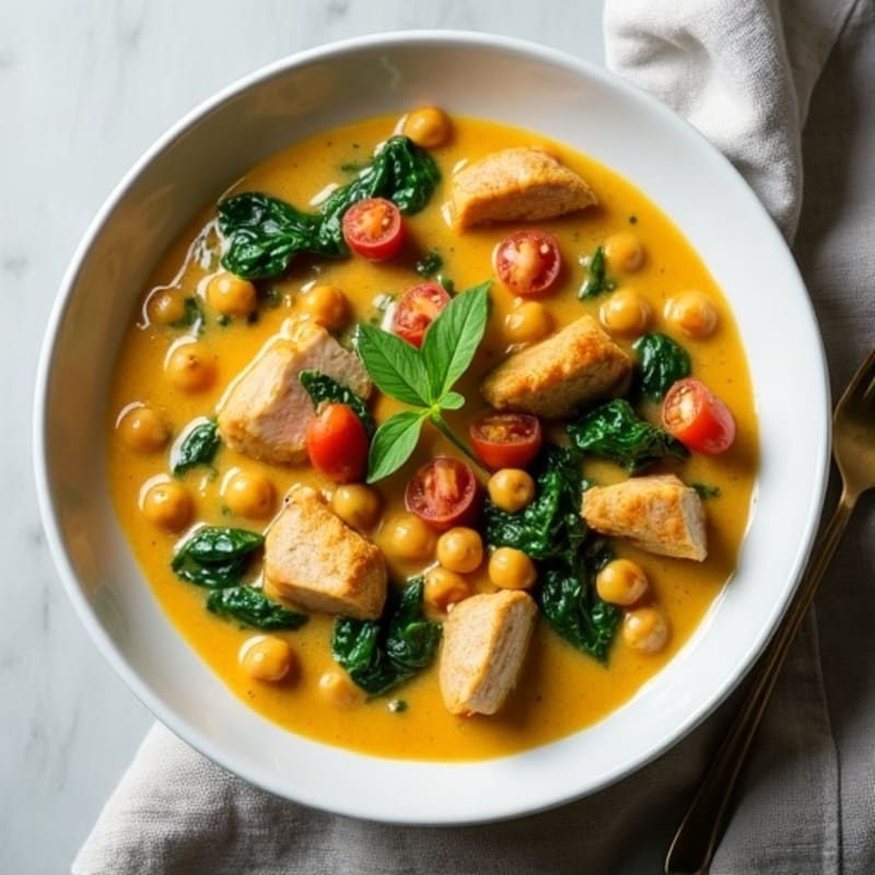 Creamy Chicken Coconut Curry with Fresh Spinach
