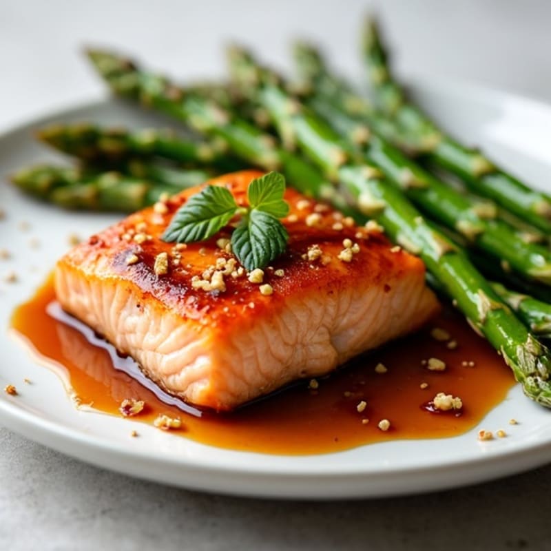 Baked Teriyaki Glazed Salmon with Roasted Asparagus