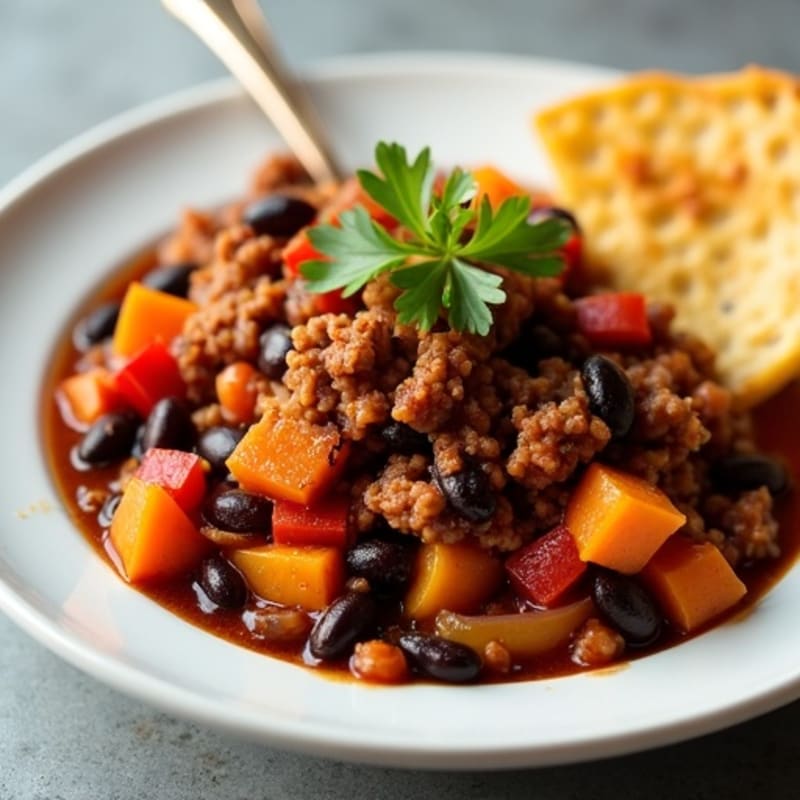 Smoky Black Bean Sweet Potato Turkey Chili