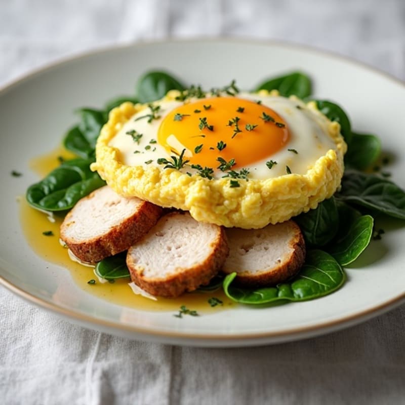 Egg White Scramble with Spinach and Grilled Turkey Breast
