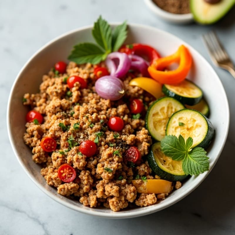 Ground Turkey and Roasted Vegetable Bowl