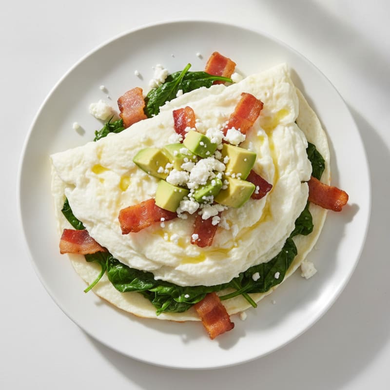 Egg White Omelet with Spinach and Turkey Bacon