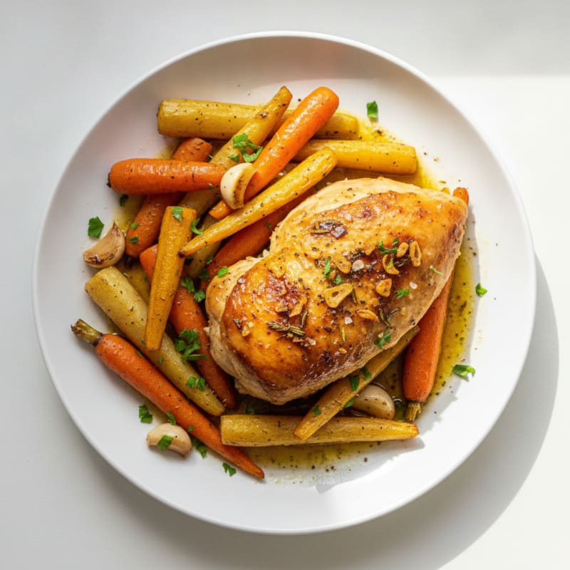 Garlic Herb Roasted Chicken with Root Vegetables