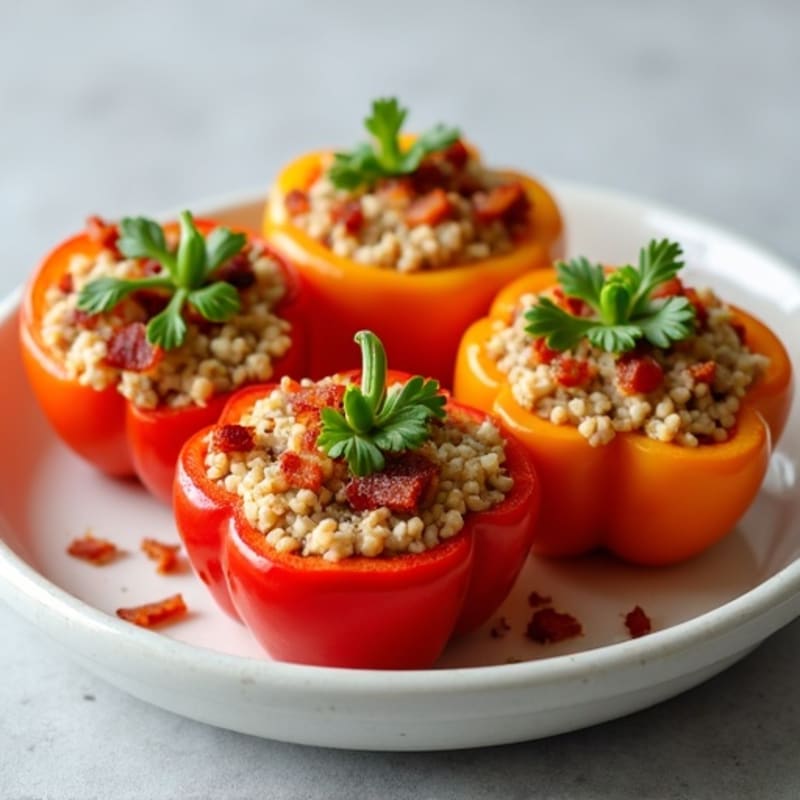 Ground Turkey and Jalapeño Stuffed Bell Peppers with Crispy Bacon