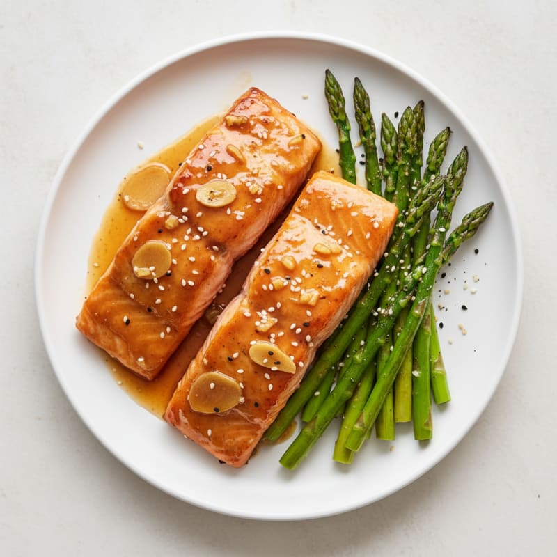 Golden Teriyaki-Glazed Salmon with Roasted Asparagus