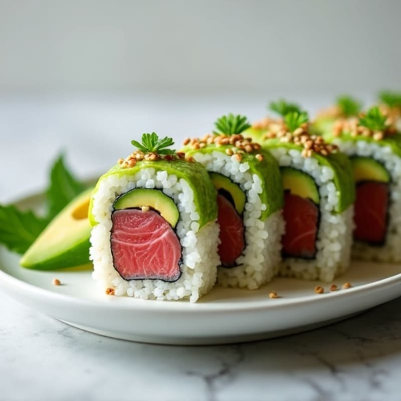 Fresh Tuna Avocado Roll with Cucumber Crunch