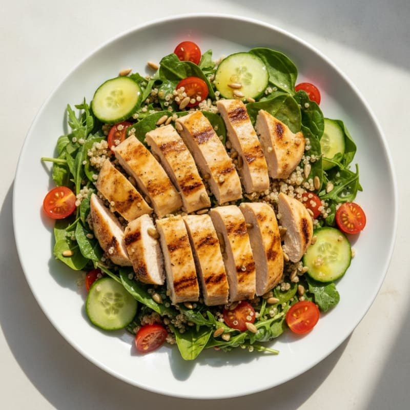 Grilled Chicken and Quinoa Salad with Fresh Greens